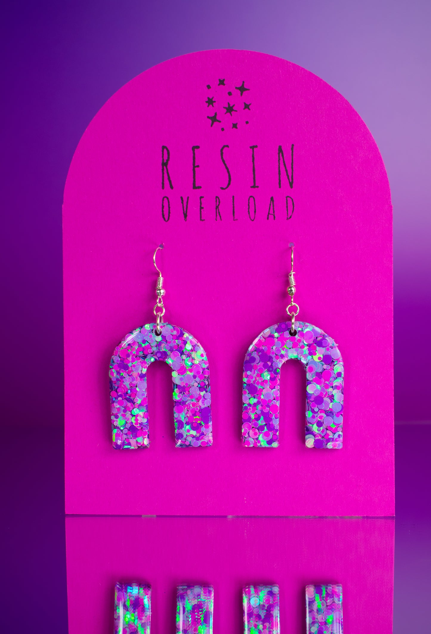 Arch Shaped Earrings Iridescent Pink & Purple