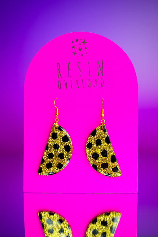 Gold Glitter Half-Circle Earrings